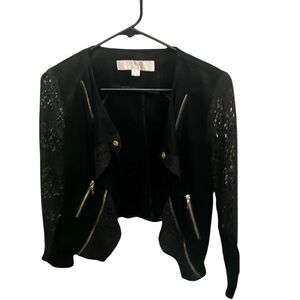 Signature8 Boston Proper Black Lace Moto & Lace Blazer Jacket — Size Small
